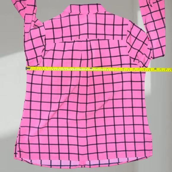 Studio Works Blouse – Pink/Black Grid Print Button-Up (XL) - Picture 6 of 7